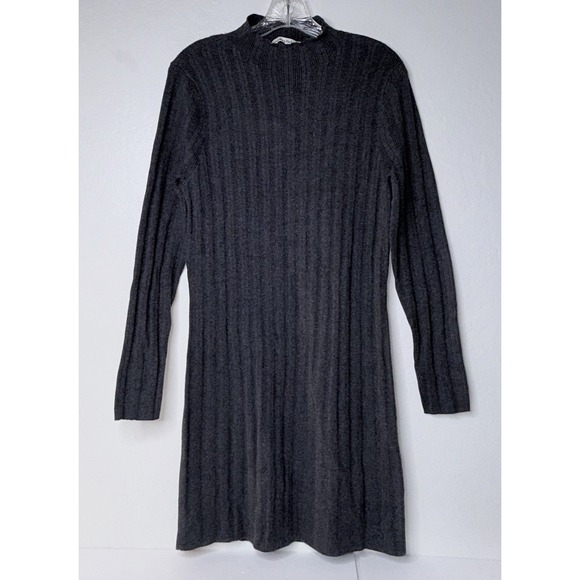 Abercrombie & Fitch Sweaters - Abercrombie & Fitch‎ Mock Neck Sweater Dress Charcoal Gray Size XL Ribbed Y2K